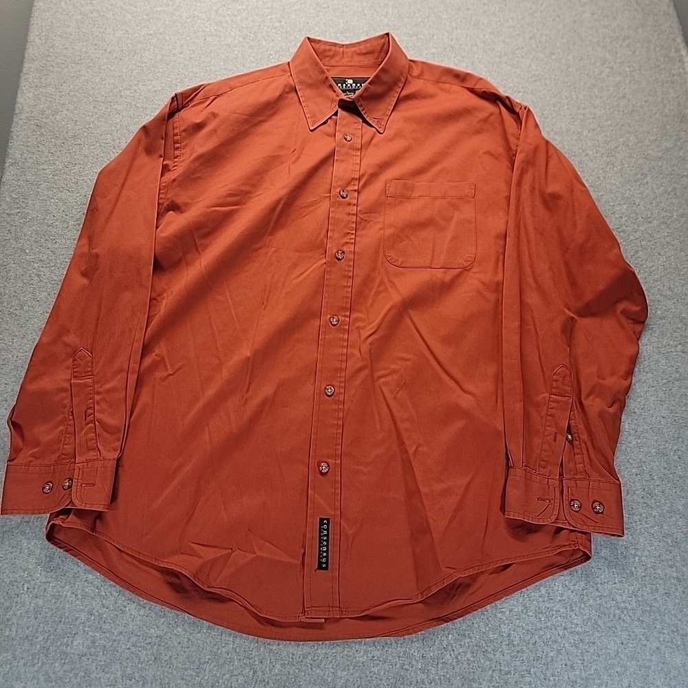 Consensus Sportswear Men's‎ Long Sleeve Button Down Shirt Orange Size L